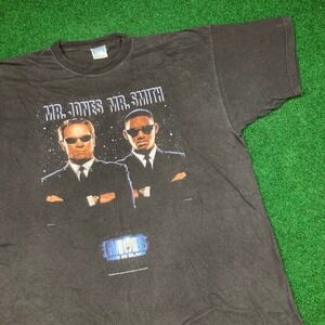 Vintage Men In Black Shirt Mens L Black 1997 Movie Promo Mr Jones Mr Smith 90s